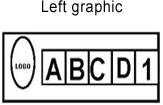 Left graphic. Black-and-white drawing that shows the layout of a license plate with a logo design on the left side and a plate number of ABCD1 on the right side.